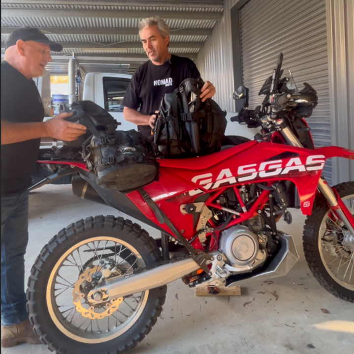 Rackless 25L soft luggage on GasGas motorcycle