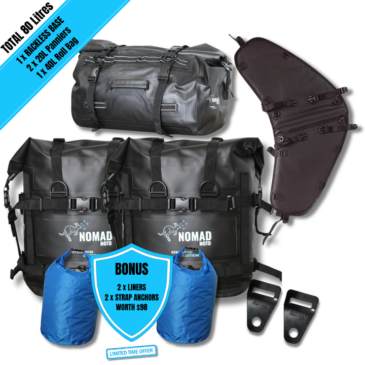 NOMAD MOTO rackless 80L waterproof soft luggage kit