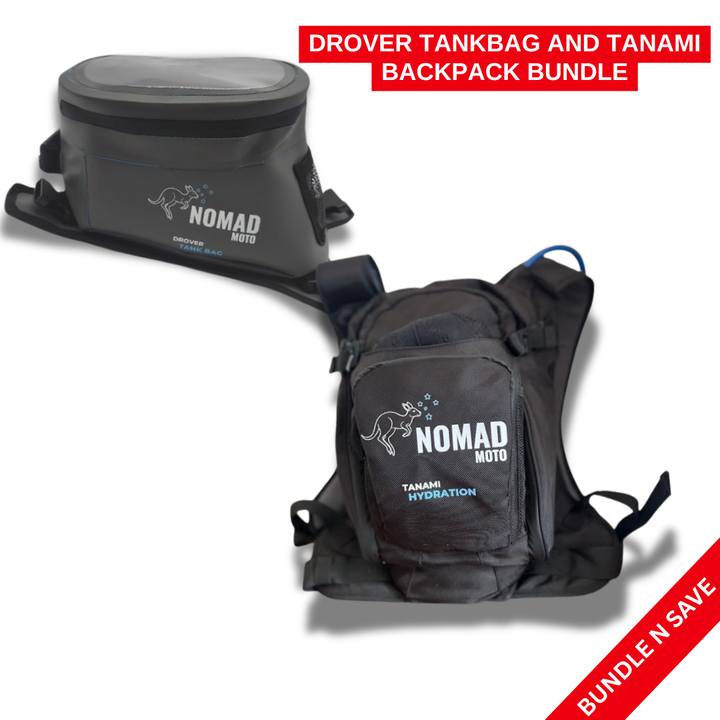 NOMAD MOTO DROVER TANK BAG and TANAMI BACKPACK COMBO - NOMAD MOTO