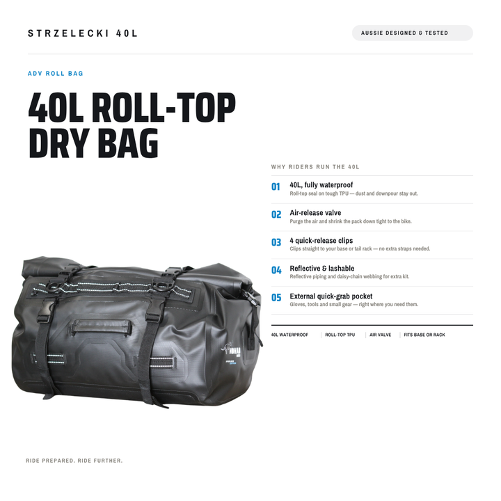 STRZELECKI ROLL BAG — 40L - NOMAD MOTO