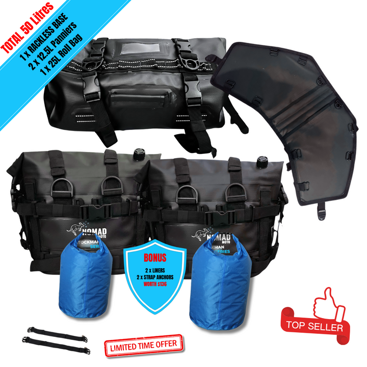NOMAD MOTO Rackless 50L – Waterproof Soft Luggage